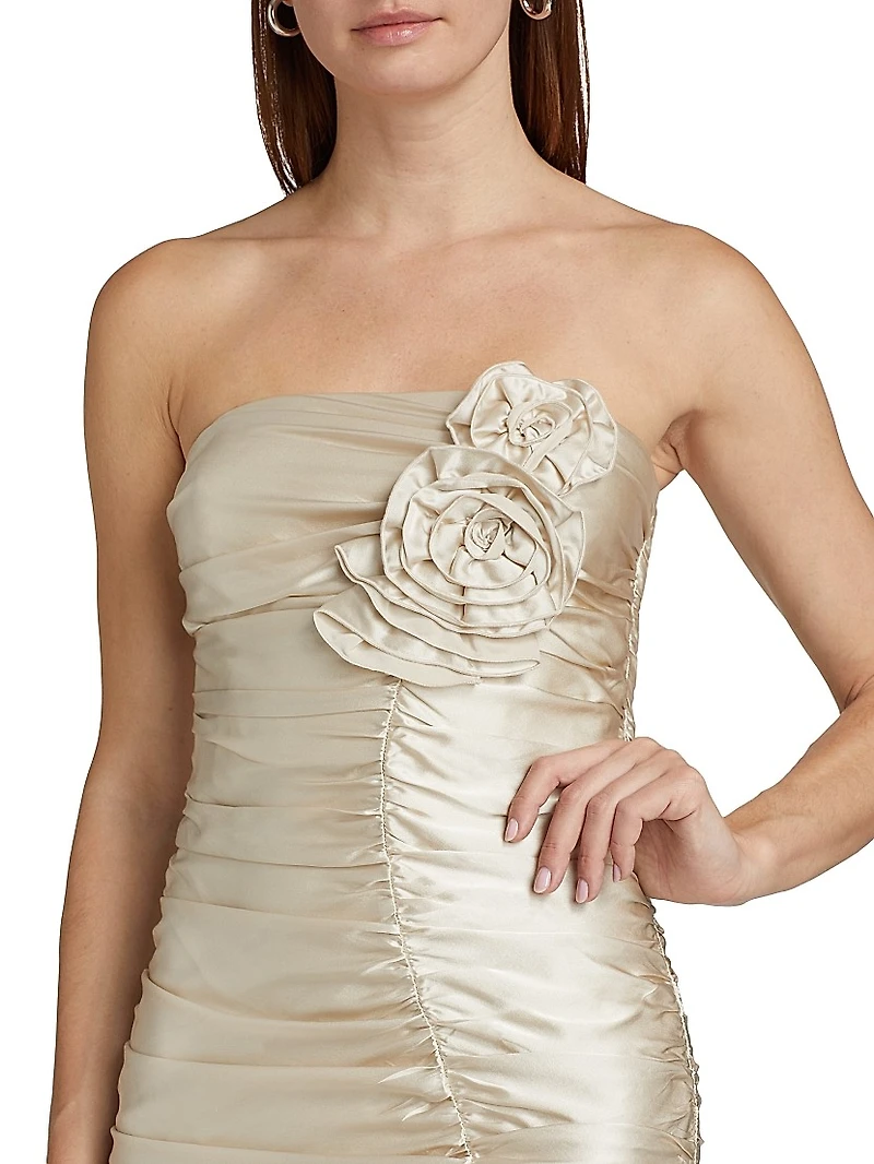 Tenley Floral-Appliquéd Silk Minidress