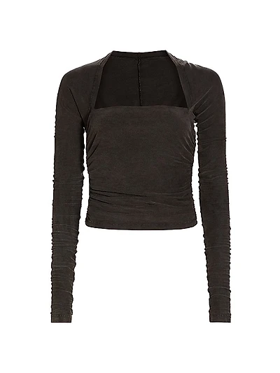 Ruched Long-Sleeve Top