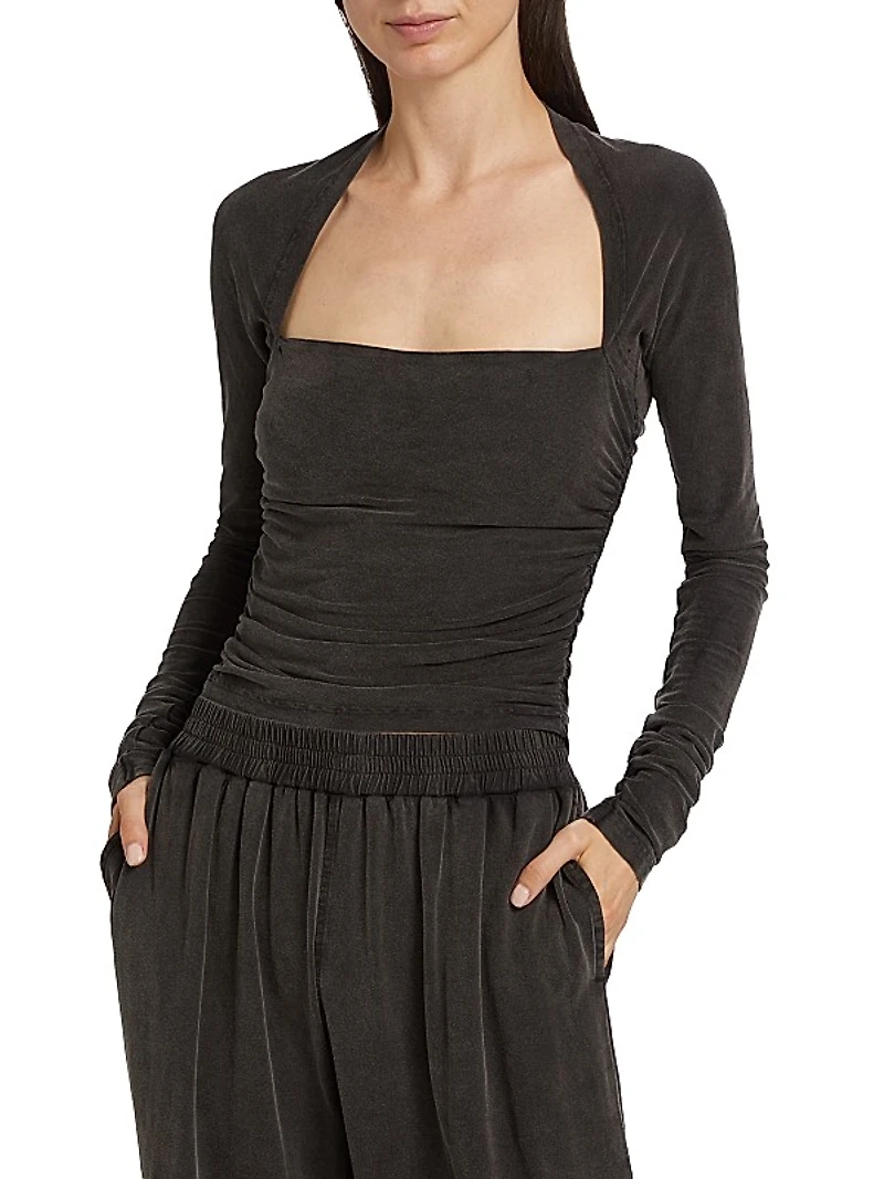 Ruched Long-Sleeve Top