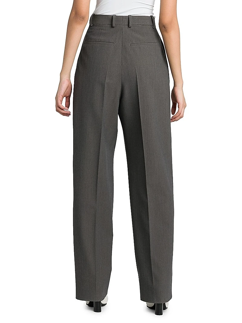 Pleated Stretch Wool-Blend Trouser