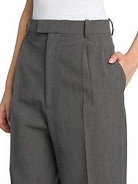 Pleated Stretch Wool-Blend Trouser