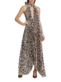 Leopard Halterneck Sleeveless Gown