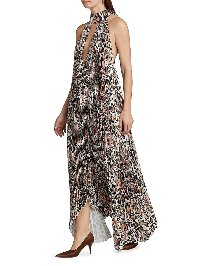 Leopard Halterneck Sleeveless Gown