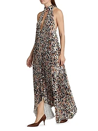 Leopard Halterneck Sleeveless Gown