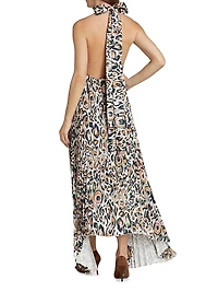 Leopard Halterneck Sleeveless Gown