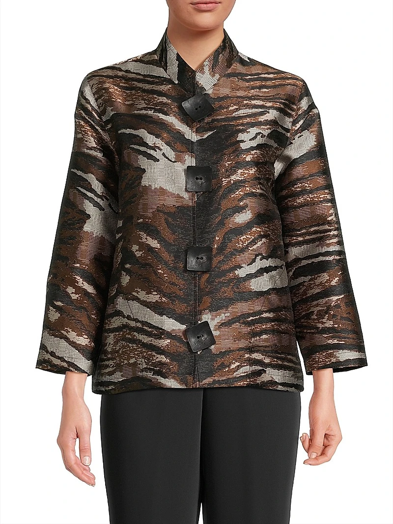 Tigress Jacquard Button-Up Jacket