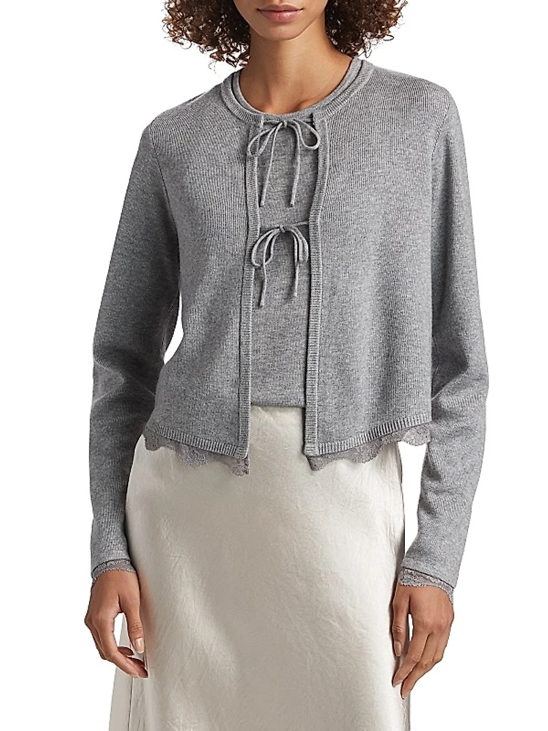 Elaine Wool-Blend Tie Cardigan