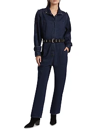 Nailah Denim Long-Sleeve Jumpsuit