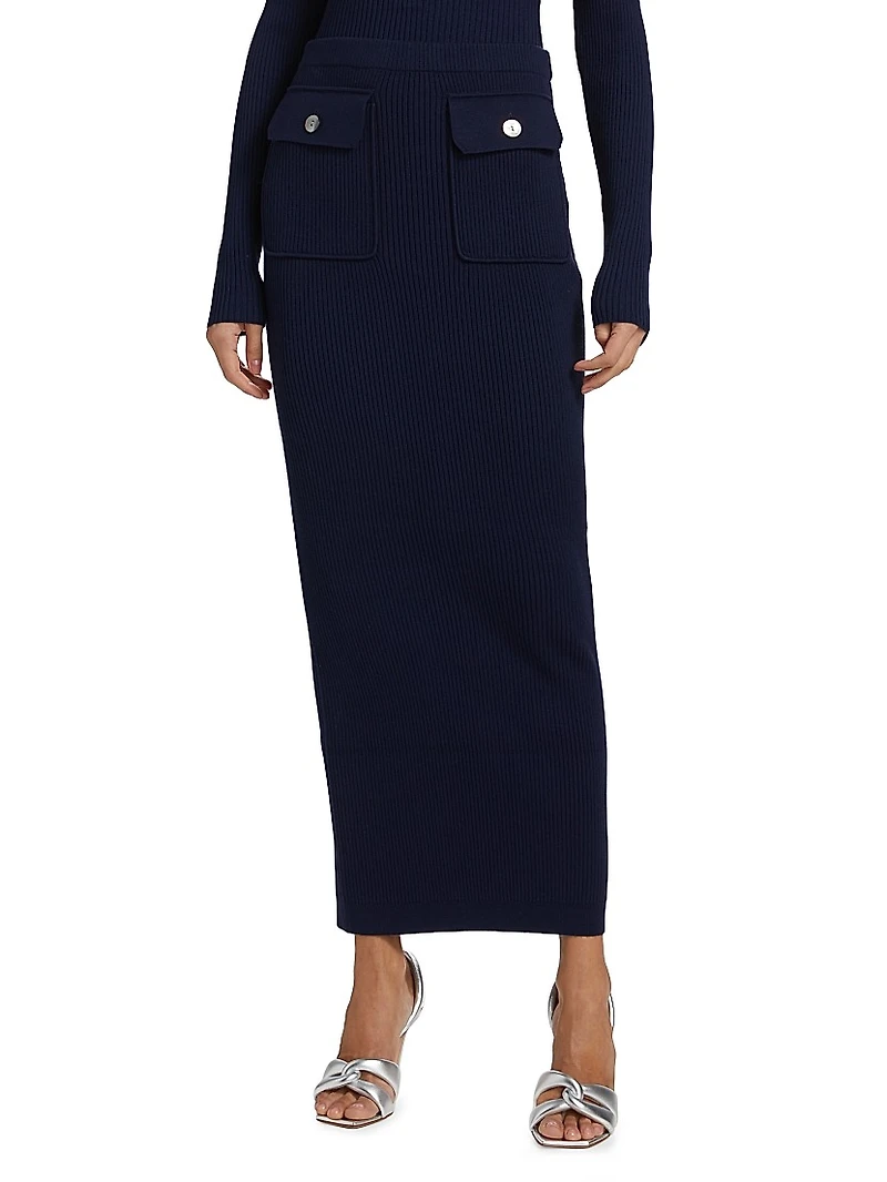 Cadence Rib-Knit Midi-Skirt