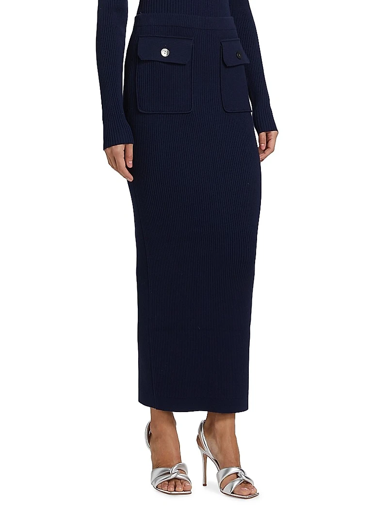 Cadence Rib-Knit Midi-Skirt