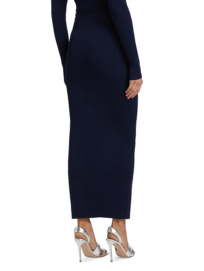Cadence Rib-Knit Midi-Skirt