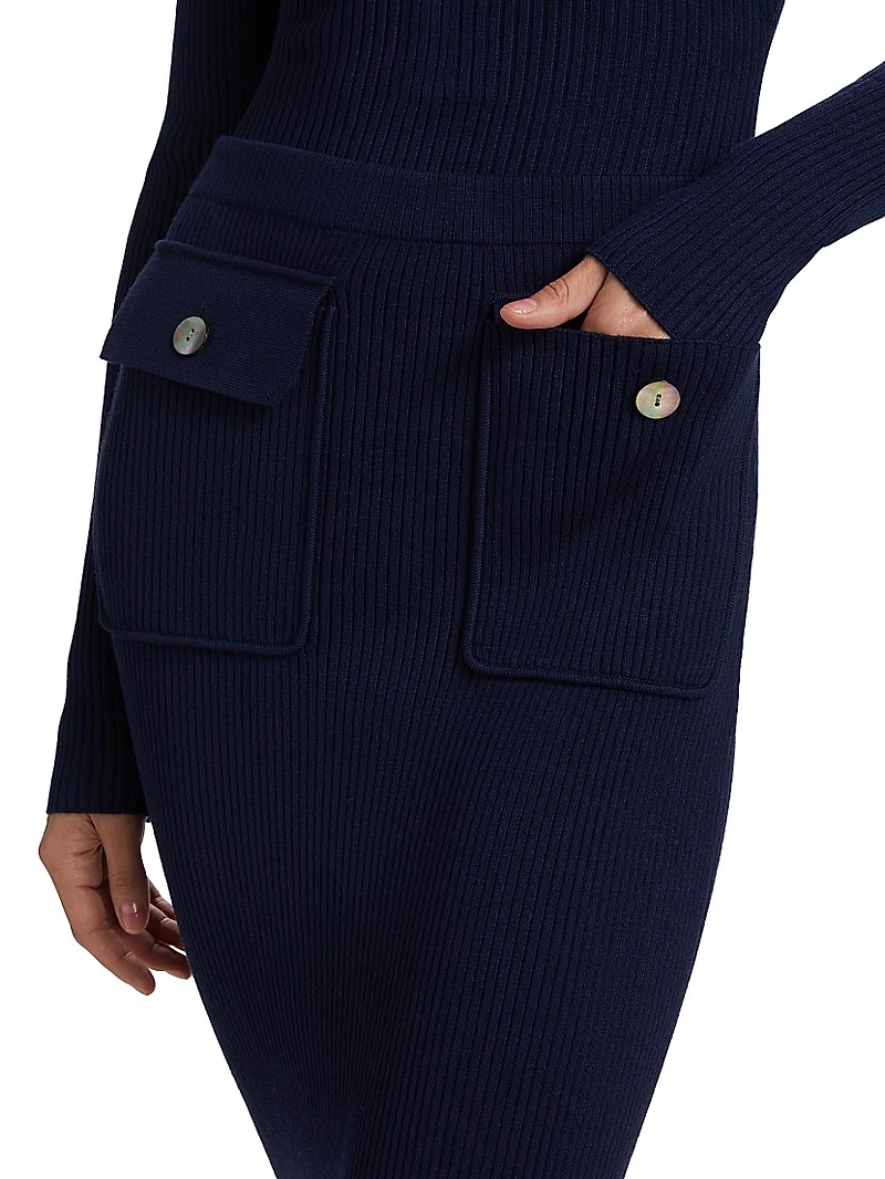 Cadence Rib-Knit Midi-Skirt