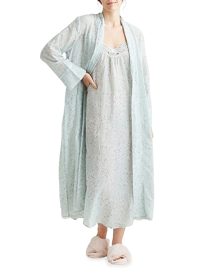 Cheri Blossom Silk-Blend Robe