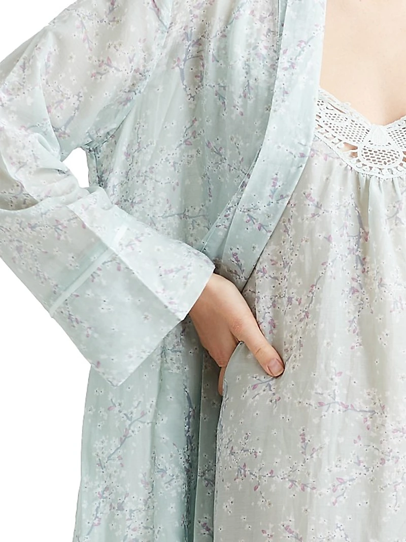 Cheri Blossom Silk-Blend Robe