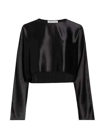 Emilia Satin Crop Blouse
