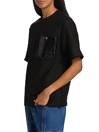 Tweed & Faux-Leather T-Shirt