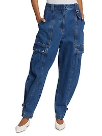 Denim Tapered-Leg Utility Jeans