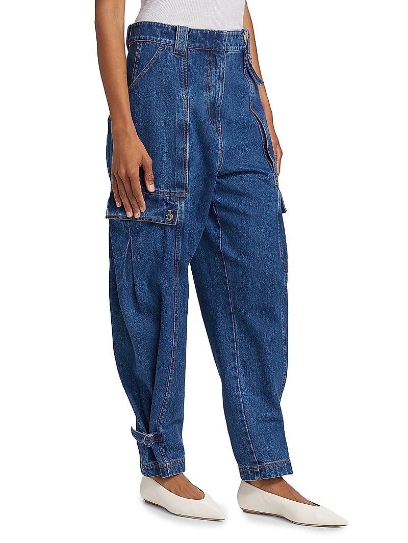 Denim Tapered-Leg Utility Jeans