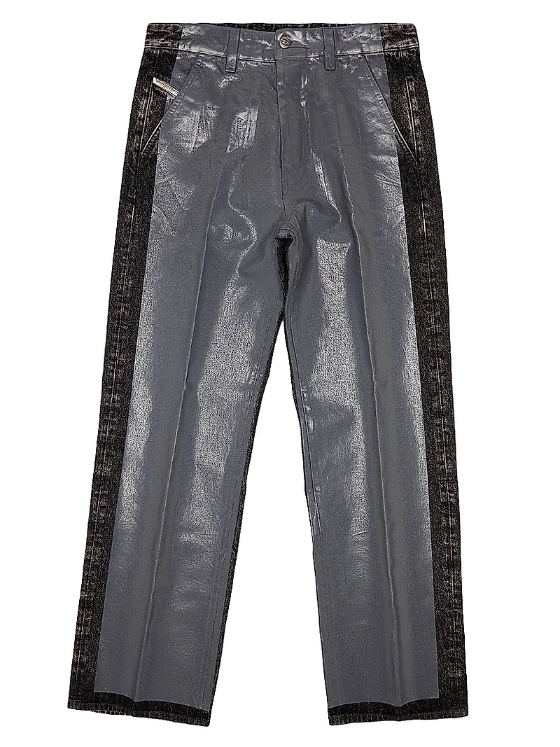 Coated Straight-Leg Jeans