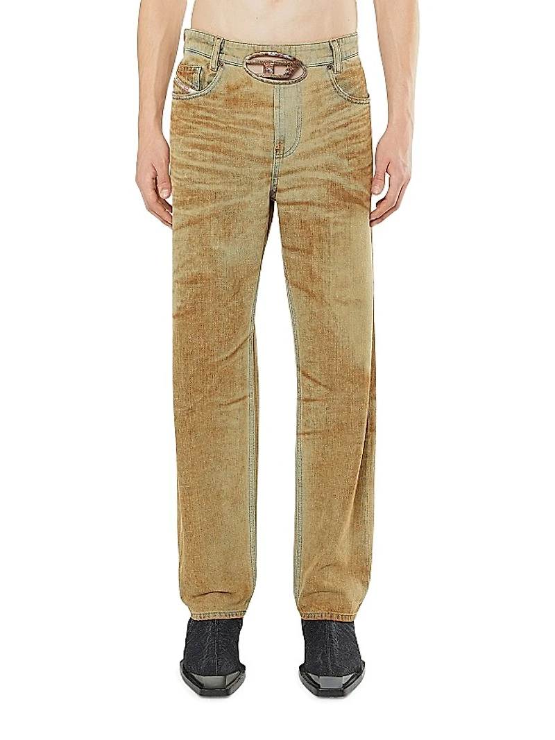 Washed Straight-Leg Jeans