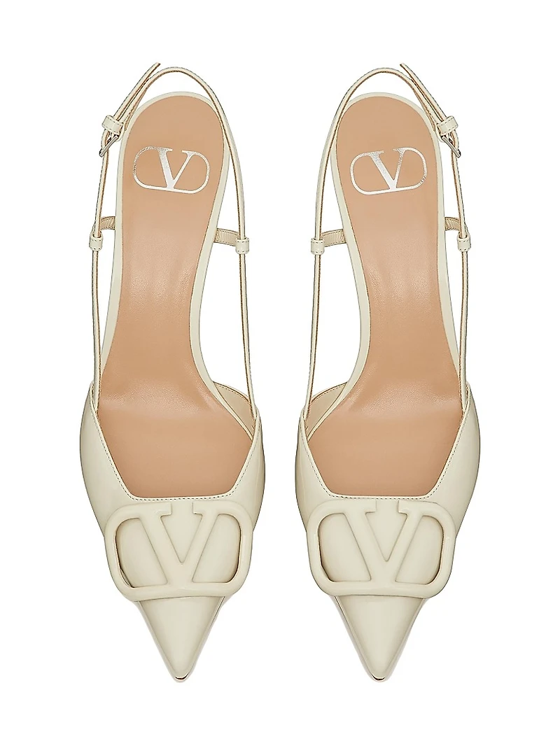 VLogo Signature Patent Leather Slingback Pumps