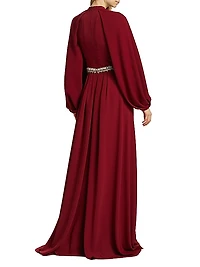 Crepe Embellished Plunge Gown