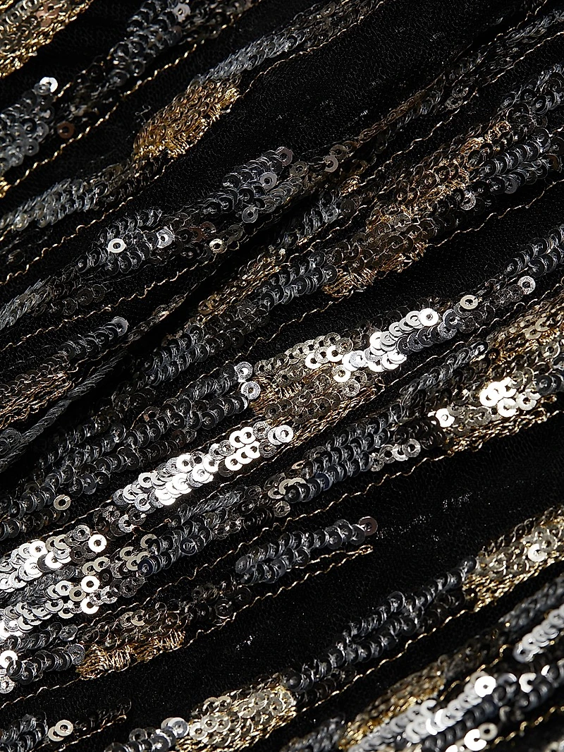 Sequin Tulle Sleeveless Midi-Dress