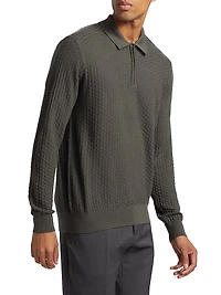 Virgin Wool Long-Sleeve Polo Shirt