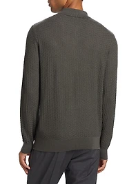 Virgin Wool Long-Sleeve Polo Shirt