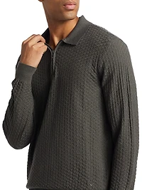 Virgin Wool Long-Sleeve Polo Shirt