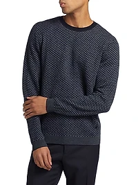 Textured Diamond Virgin Wool Crewneck Sweater