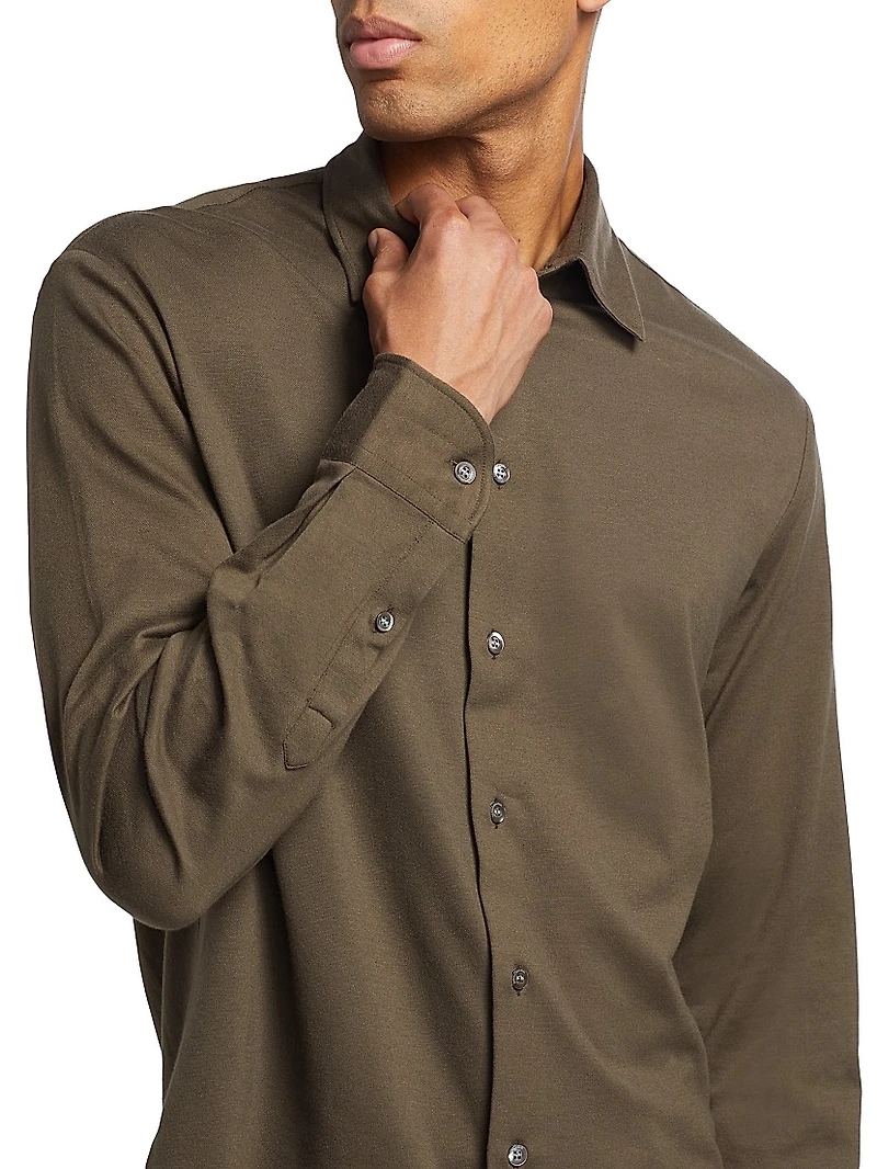 Melange Solid Cotton Shirt
