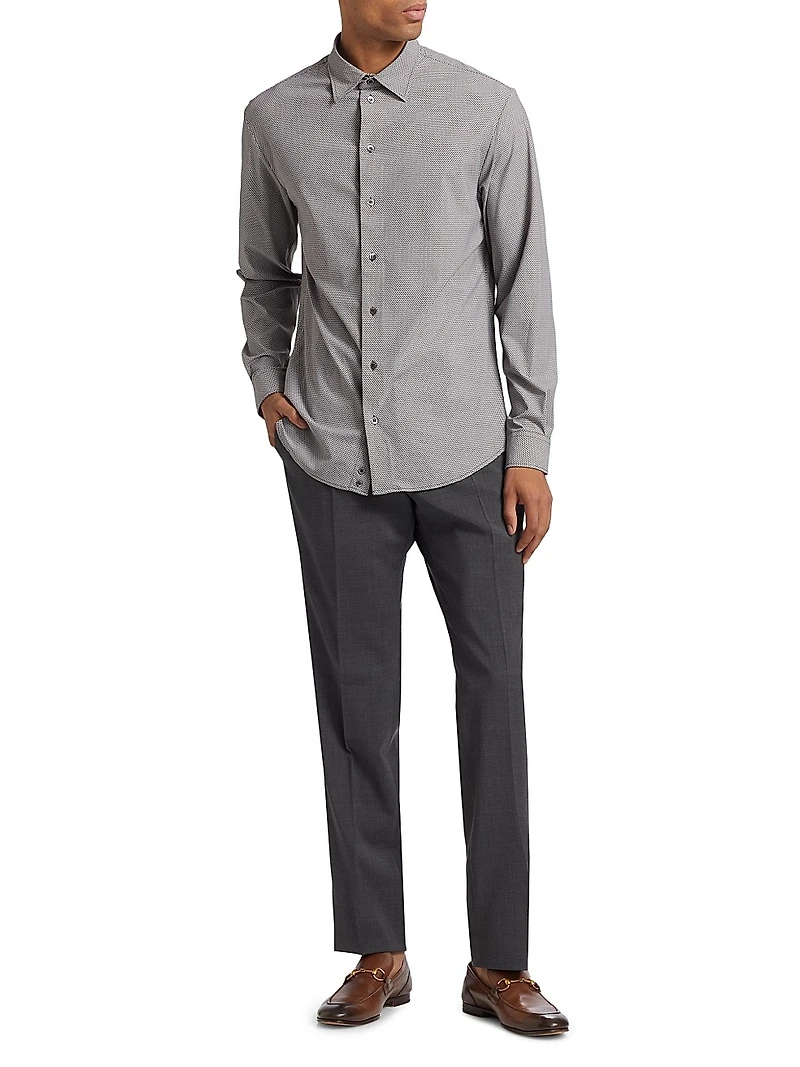 Interlock jersey Button-Front Shirt