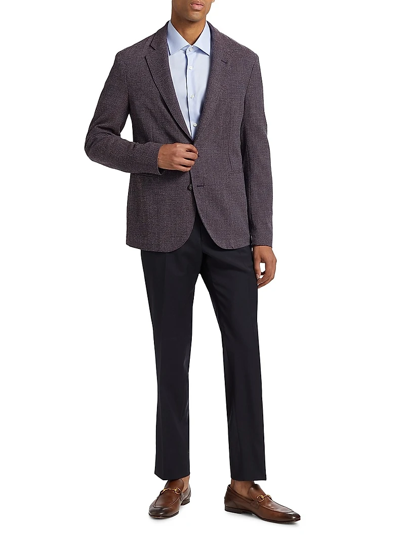 Wool-Blend Single-Breasted Blazer