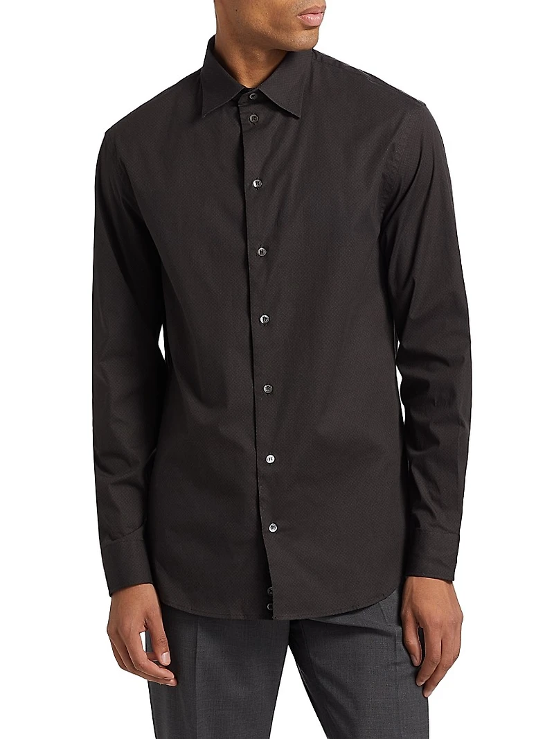 Cotton-Blend Button-Front Shirt
