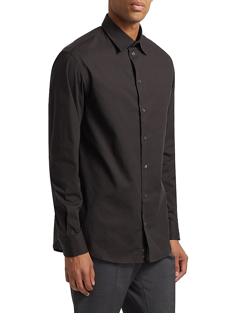 Cotton-Blend Button-Front Shirt