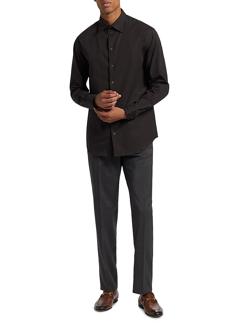 Cotton-Blend Button-Front Shirt