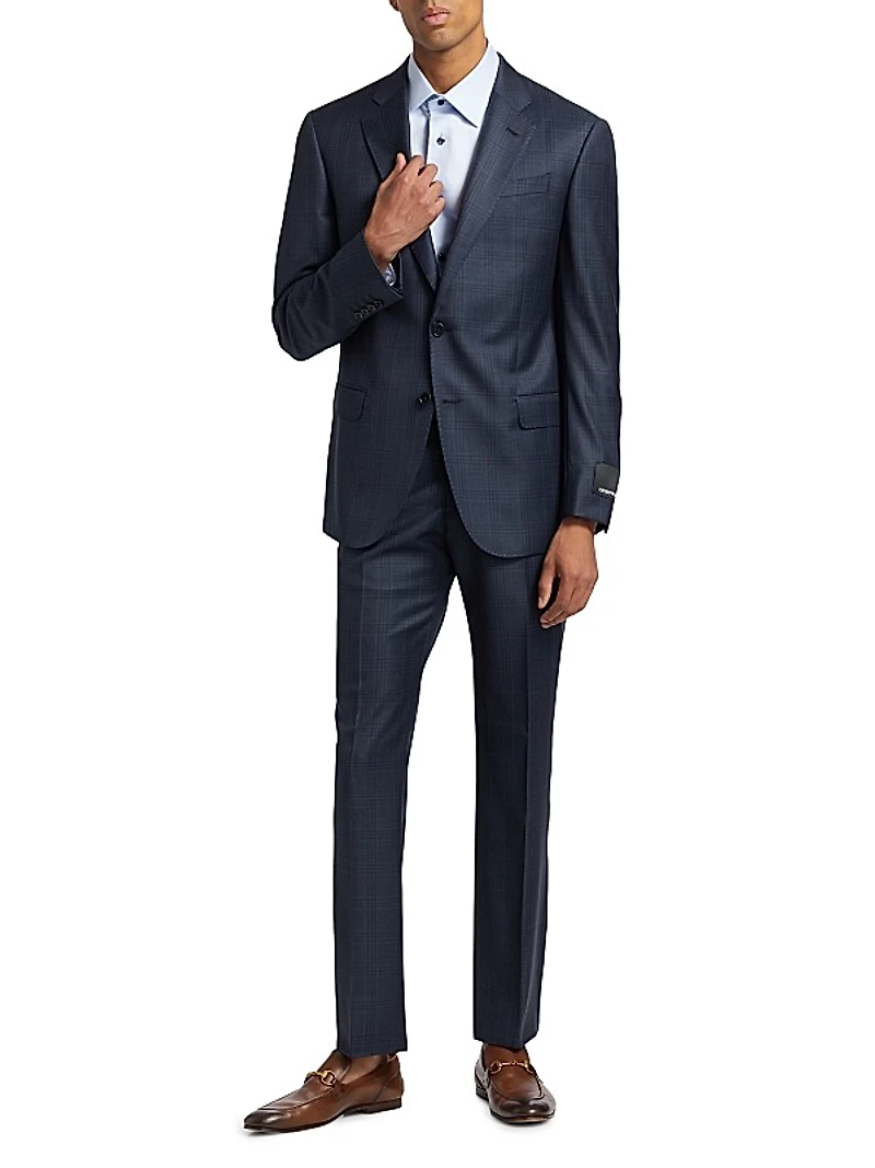 Checked Wool Single-Breasted Suit