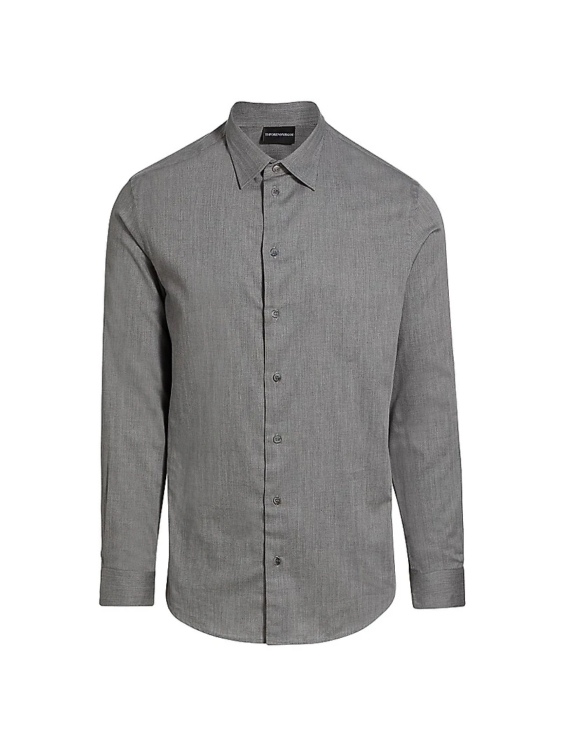 Herringbone Button-Up Shirt