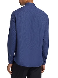 Houndstooth Cotton Button-Up Shirt