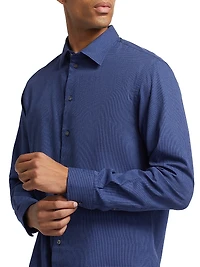 Houndstooth Cotton Button-Up Shirt