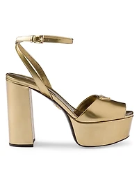 Metallic Leather Platform Sandals