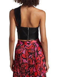 Twist Faux Leather One-Shoulder Top