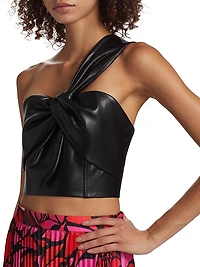 Twist Faux Leather One-Shoulder Top