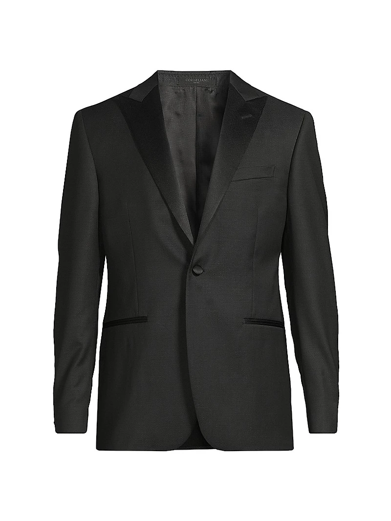 Jacquard Tuxedo Peak-Lapel Jacket