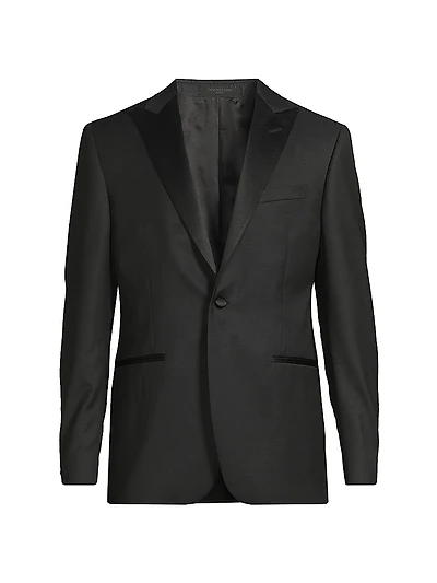 Jacquard Tuxedo Peak-Lapel Jacket