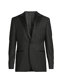 Jacquard Tuxedo Peak-Lapel Jacket