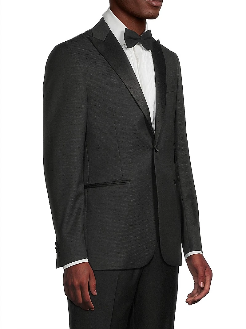 Jacquard Tuxedo Peak-Lapel Jacket