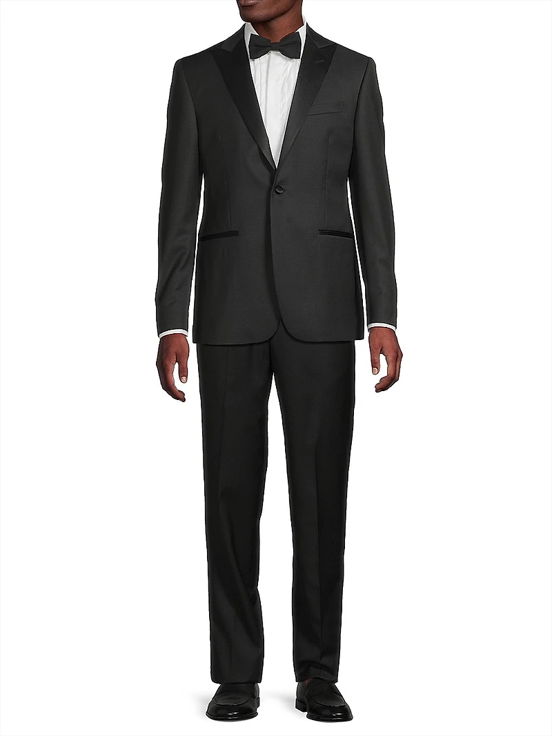 Jacquard Tuxedo Peak-Lapel Jacket