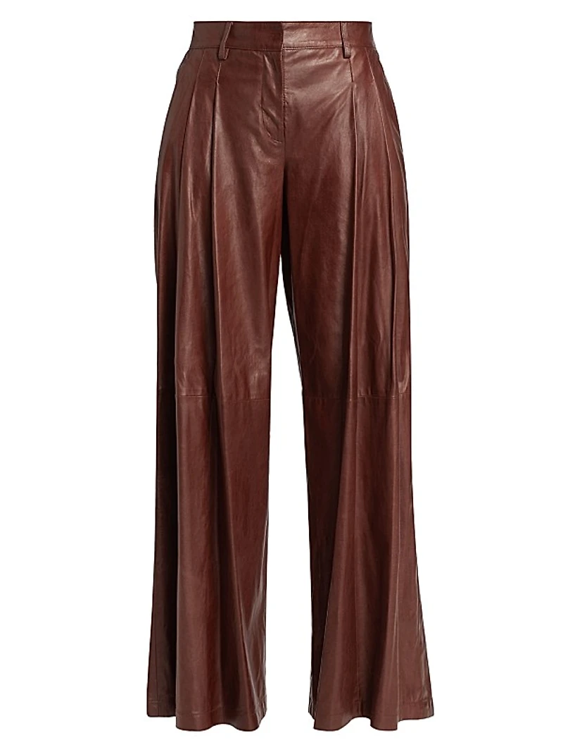Didi Leather Wide-Leg Pants